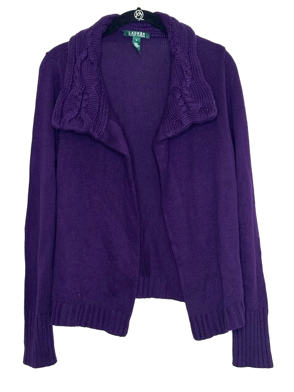 Ralph Lauren Cashmere Silk Cardigan Sweater Knit Purple Small Cable Knit NEW